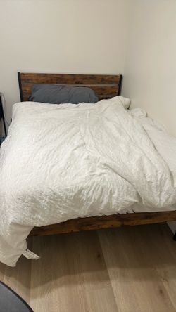 Full size bed frame with 12in spring mattress