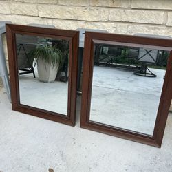 Large Mirrors Wood Frame Mahogany 27 X 33