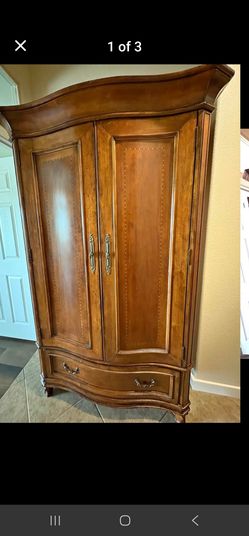 Wood Armoire with Double Doors and Drawer