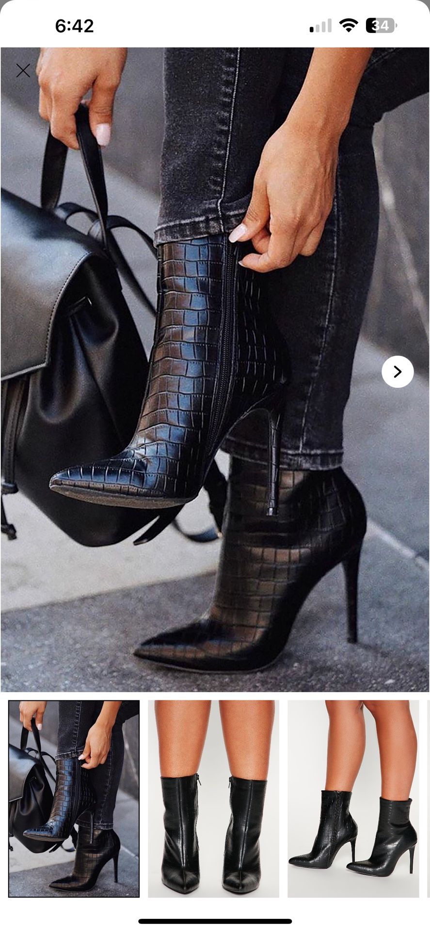 Black Croc Booties