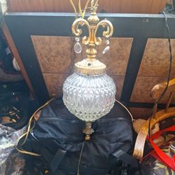 Vintage Hanging Clear Cut Glass Lamp