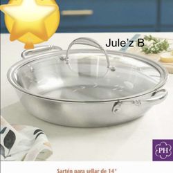 Princess House Paellera. De 14” Tri-ply Nueva En Su Caja 