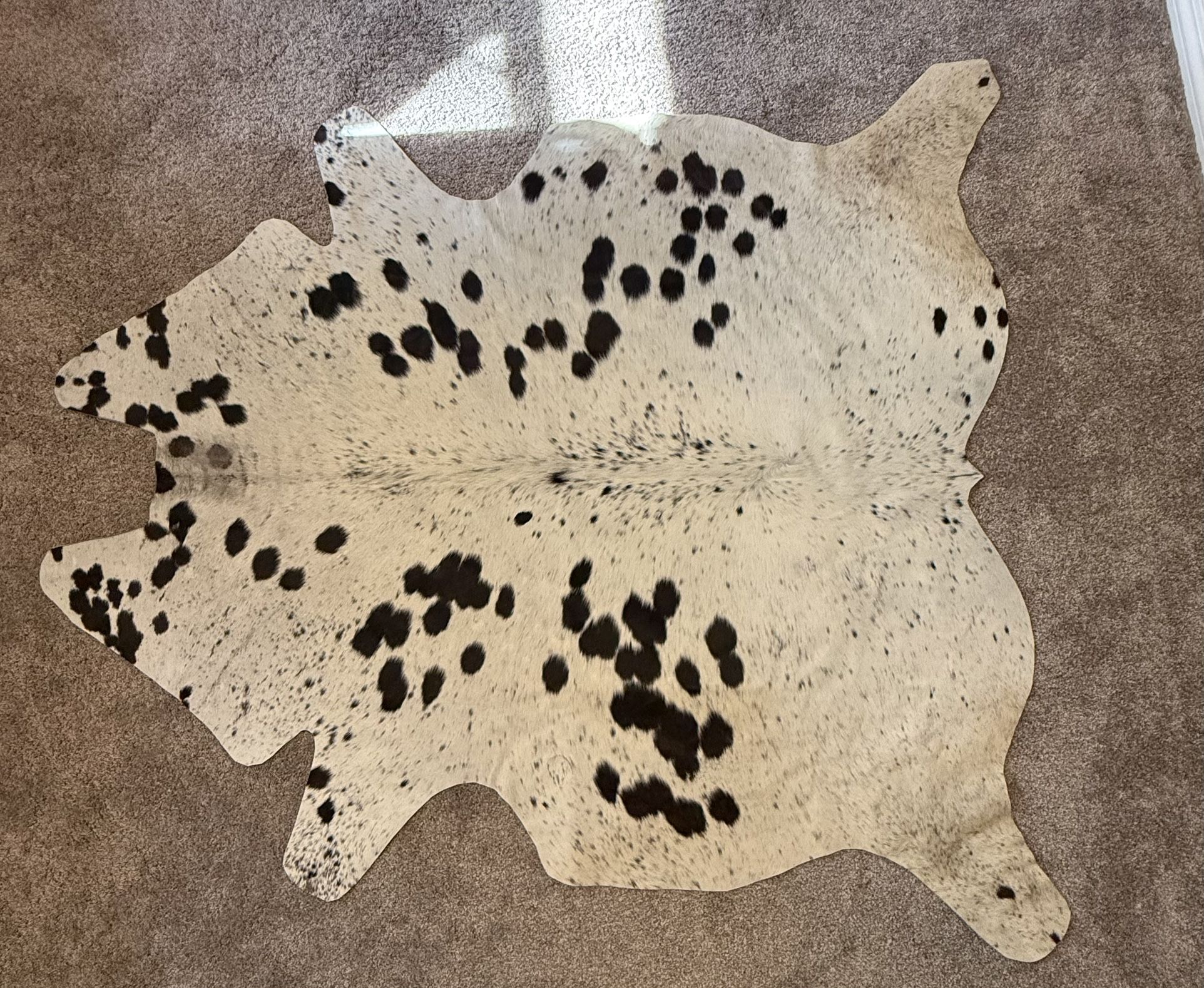 Authentic Black & White Cowhide Rug – 61” x 52.5” – Natural Hide for Rustic Décor