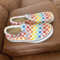 Rainbow Checkered Vans Kids Size 3