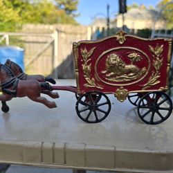 Vintage Cast Metal Red Lion Circus Wagon
