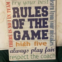Rules Of The Game Wooden Wall Decor