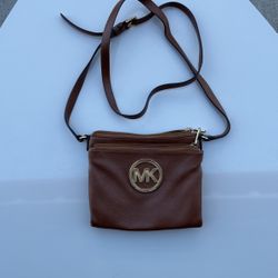 Michael Kors Brown Leather CrossBody Satchel Bag