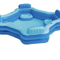 Bluescape Piscina Inflable Familiar de Confort Azul Deluxe, 4 Asientos, Cuadrada, para 6 Años en Adelante New Open Box 