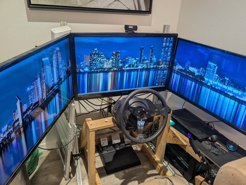 Thrustmaster T300 Driving Simulator With PC,Triple Monitor, Everything