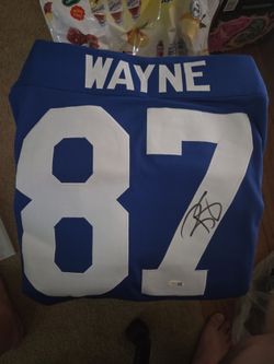 Signed Wayne #87 Blue Football Jersey JSA