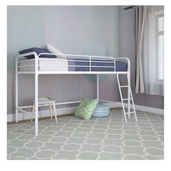 Twin White Metal Loft Bed