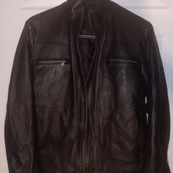 Roundtree and Yorke black leather jacket (for sale)