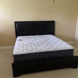 City Furniture King Size Black Leather Headboard And Bed Frame 