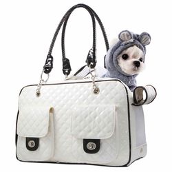 Betop House Soft-Sided Pet Travel Carrier Airline Approved for Pet Small Dog and Cat Collapsible, White Shiny Patent Leather