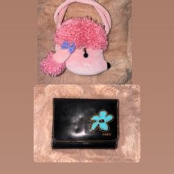 BOTH Cute Pink Poodle Purse + Flower Wallet  