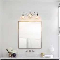 Elegant Vintage-Inspired Bathroom Vanity Light - 3 Light Chrome with Rippled Glass Shades