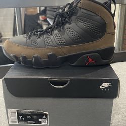 Jordan 9 retro Olive Brand New Sizes 4Y, 5Y, 5.5Y, 6.5Y, 7Y