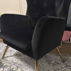 Black Upholstered Wingback Chair (2avail)