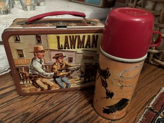 Vintage Lawman Lunch Box With Thermos