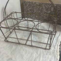 Vintage wire, milk, carrier basket