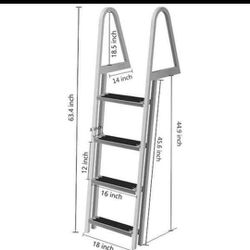 Dock Ladder 4 Step 350 lbs. Load Removable Aluminum Pontoon Boat Ladder with Mounting Hardware for Above Ground Pool

