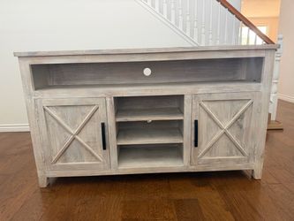Farmhouse TV Stand with Cabinet Storage