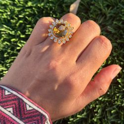 New | Indian Gold/Honey Amber Snake Adjustable AD Ring