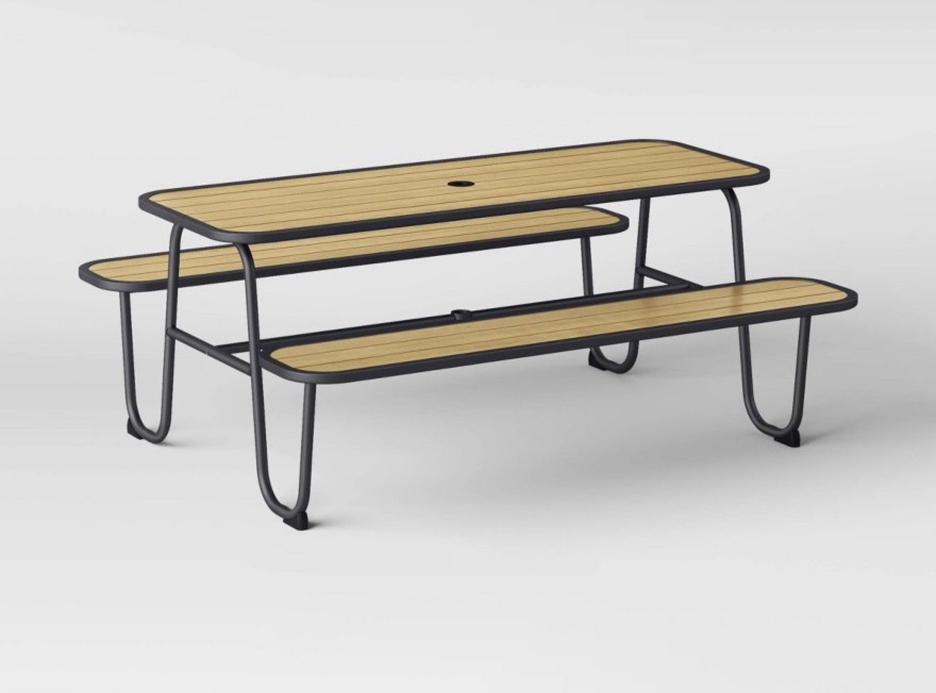 Picnic Rectangle Outdoor Table Set Steel Rust Resistant Black