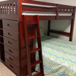 Bunk Bed With Queen Mattress In Excellent Condition 