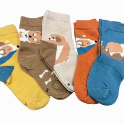 Playful Dog Patterned Kids Socks Set