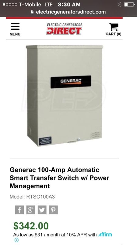 Generac 100-Amp Automatic Smart Transfer Switch w/ Power Management Model: RTSC100A3