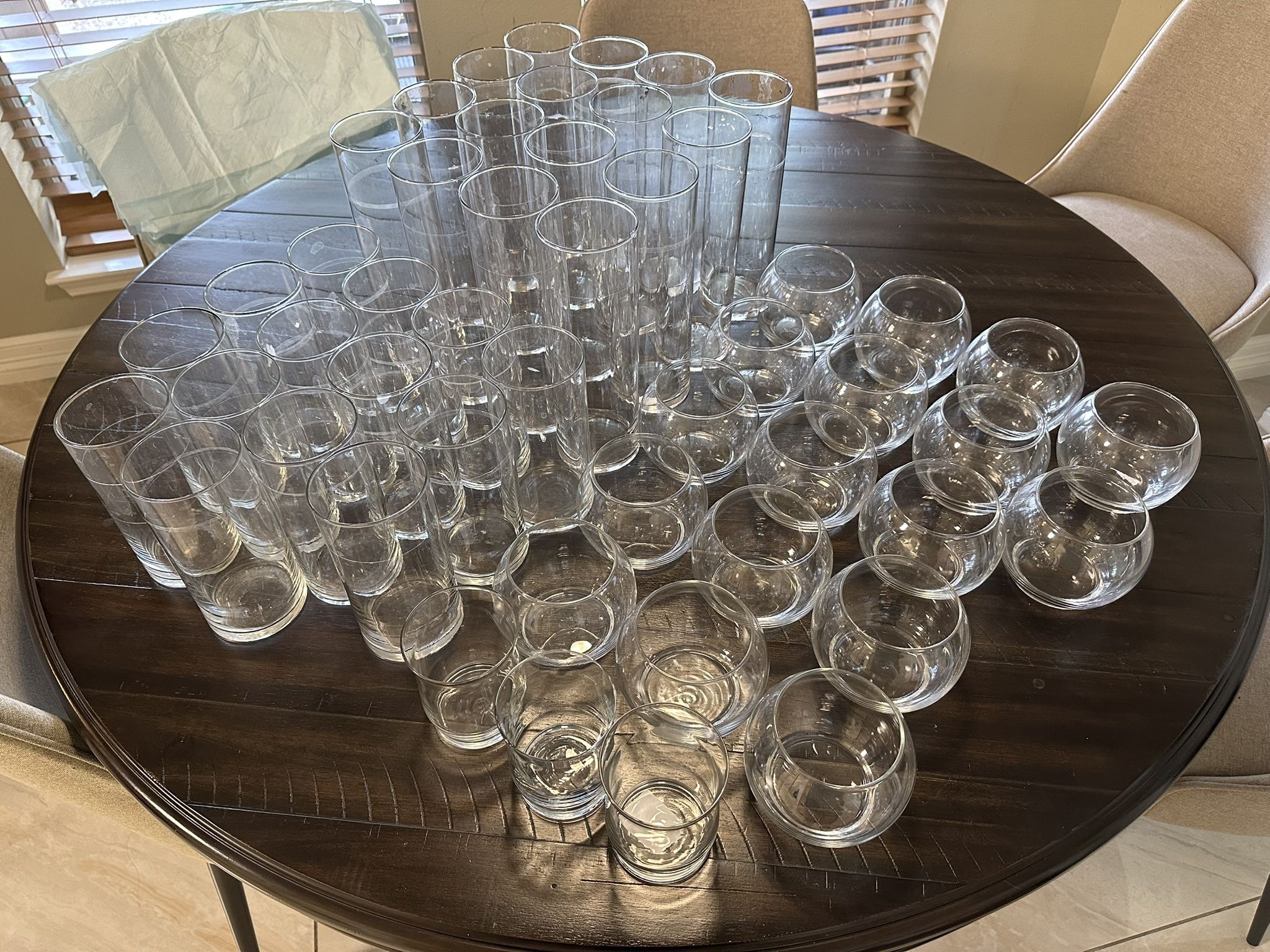 50 Clear Vases of various sizes