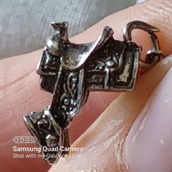 Vtg.Sterling Silver Ornate " Saddle" Charm