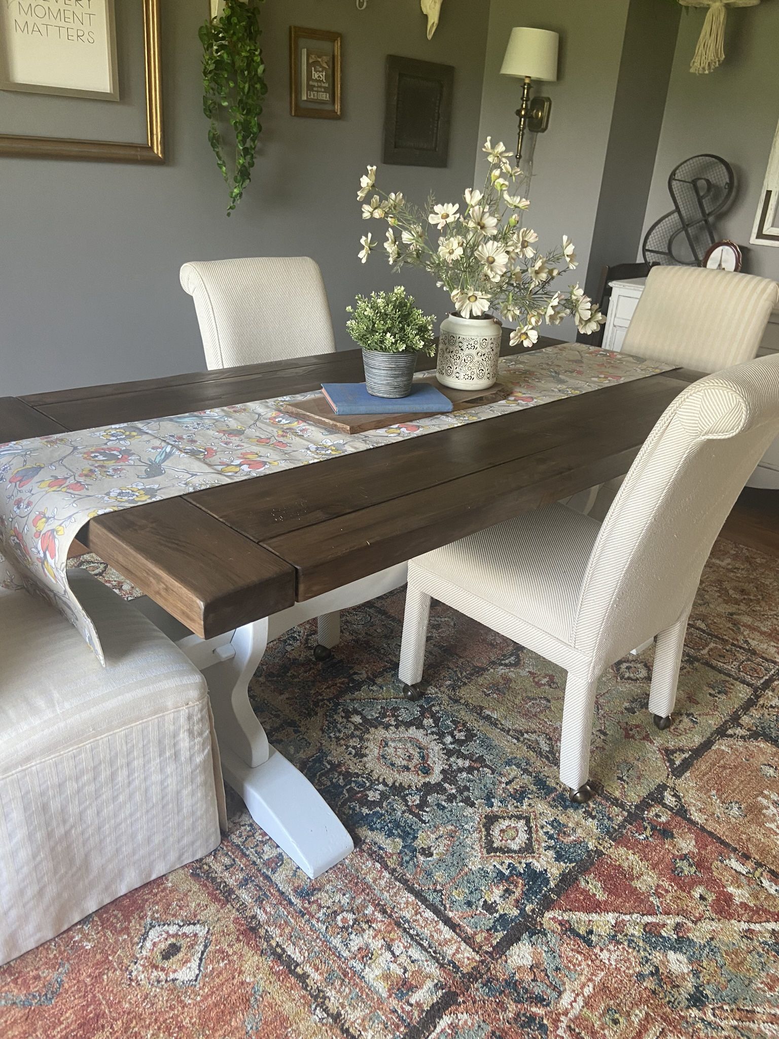 Large Farmhouse Type Kitchen Table And Chairs