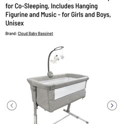 Cloud Baby Bedside Bassinet, Bed Crib for Infant and Newborn, Portable Sleeper for Co-Sleeping, Includes Hanging Figurine and Music!! 
