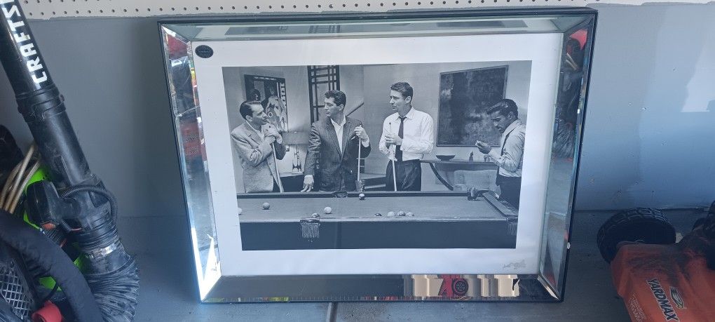 The Rat Pack Playing Pool Mirrored Frame