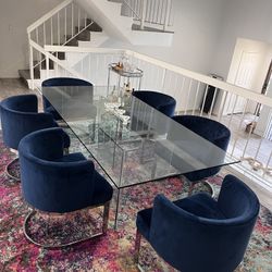 GLASS DINING TABLE SET W/ CHAIRS