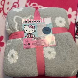 Hello Kitty Grey Sherpa Blanket 