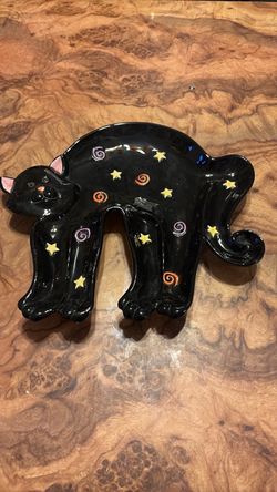Black Cat Ceramic Decorative Dish