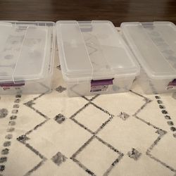 3 Storage Bin Containers With Lid 