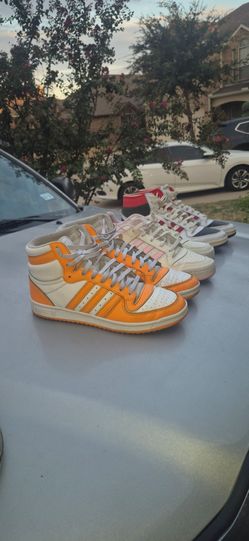Adidas High-Top Sneakers Orange and White