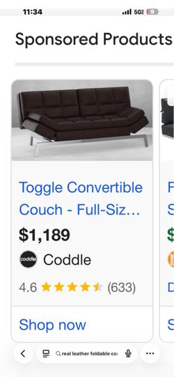 Real leather couch bed