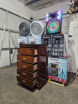 Dark Wood Tall Dresser with 6 Drawers