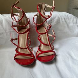 Red Strappy High Heel- Size 6.5