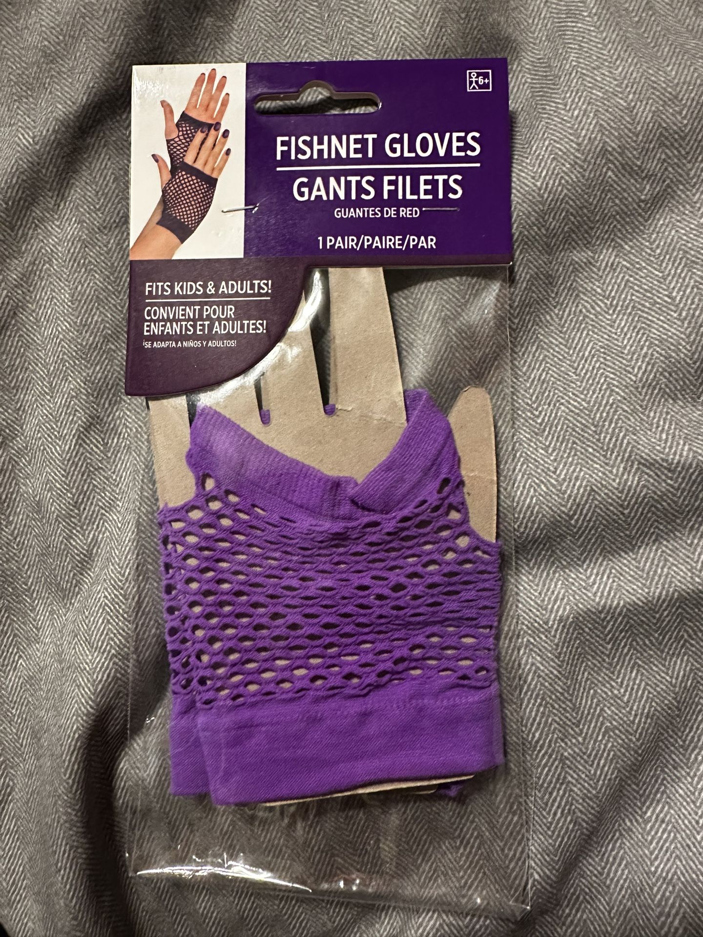 Fishnet Gloves Purple One Size