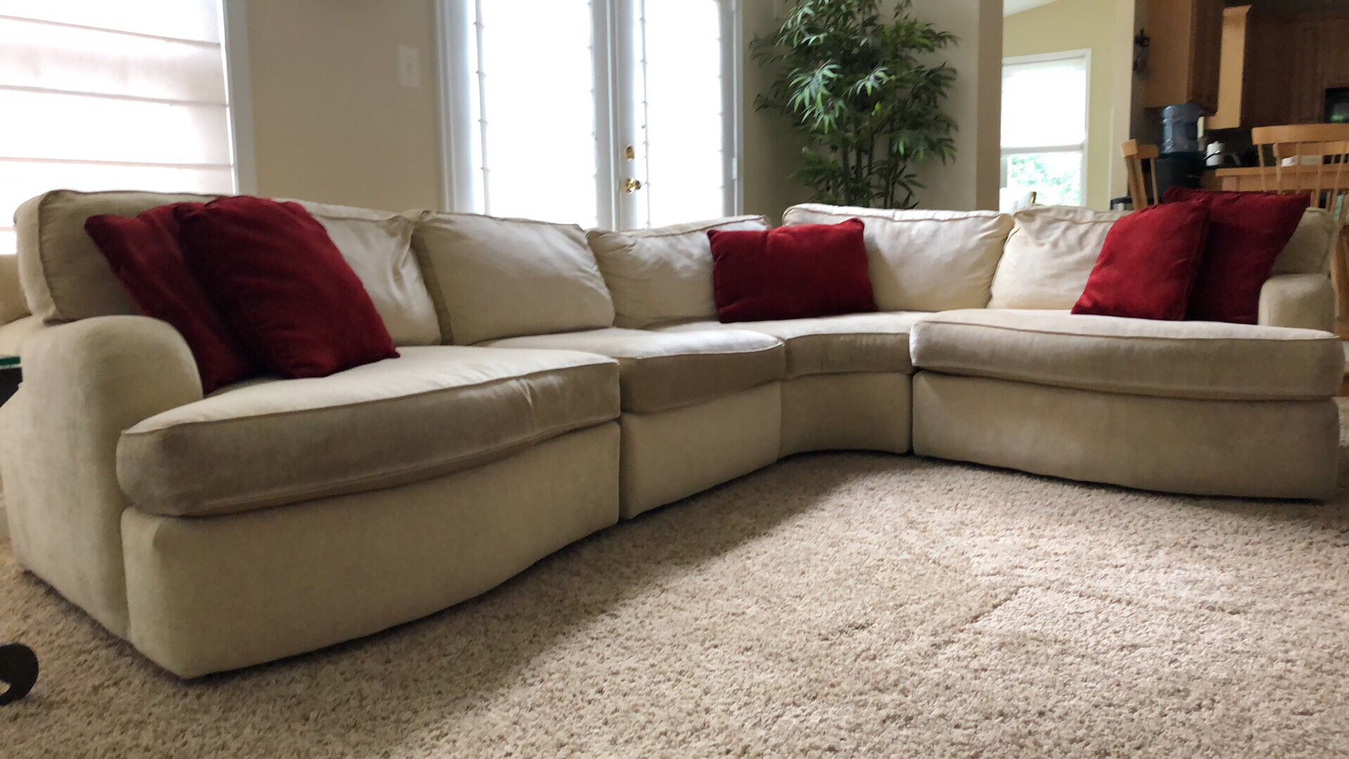 Cream colored 4 piece sectional couch