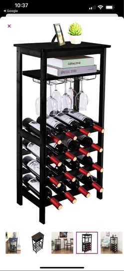 16 bottle solid wood wine bottle & glass rack