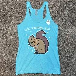 New Aqua Blue Hot Squirrel Funny Graphic Racerback Tank Top - Adult Small