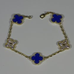 Van Cleef & Arpels Bracelet Alhambra Guilloche 18k Yellow Gold 5 Motifs Bracelet