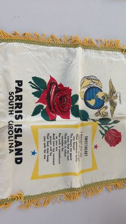 Paris Island US Marine Corp pillow cover.